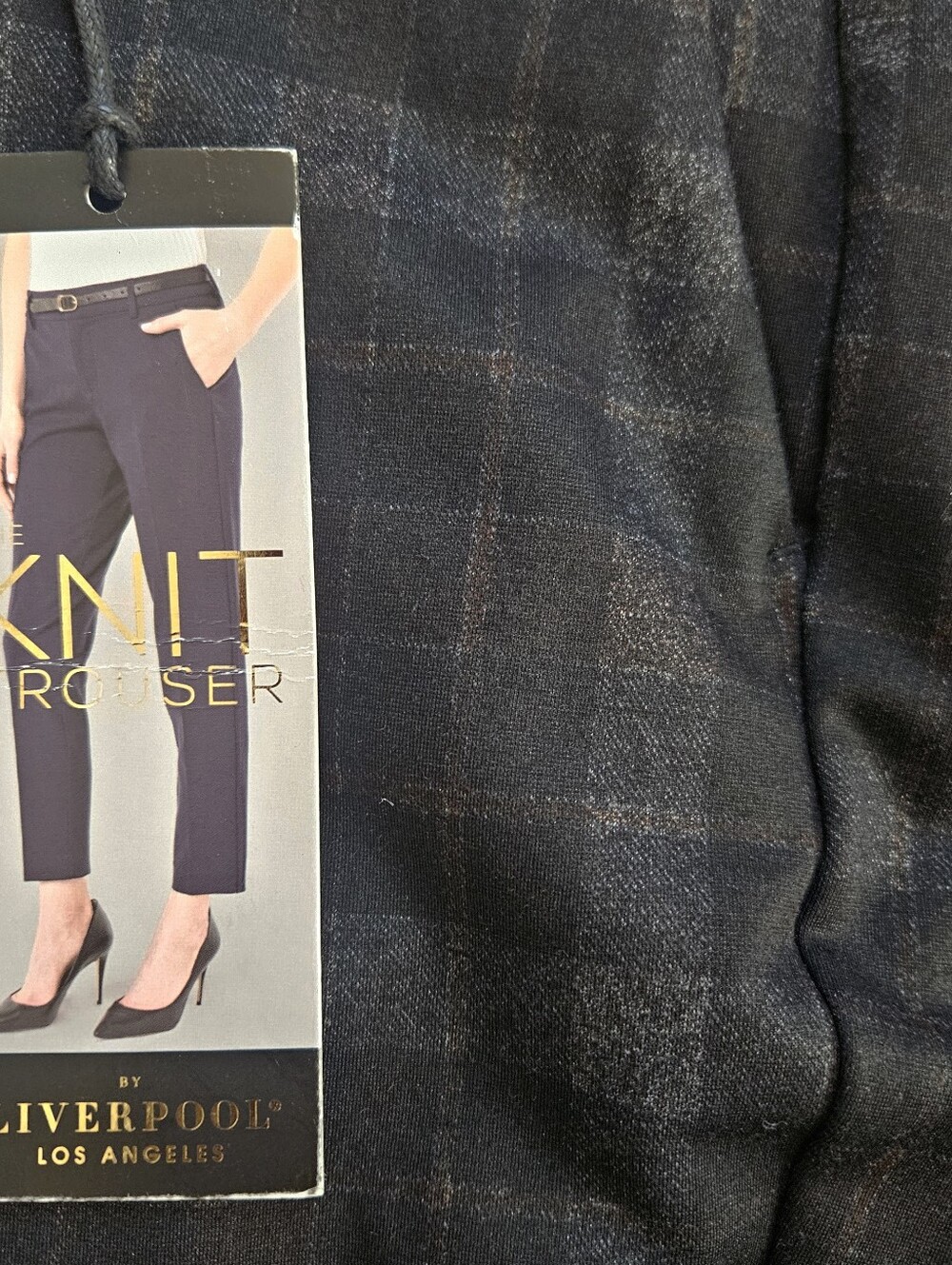 LIVERPOOL Los Angeles Black Plaid "The Knit Trouser" Sz 18W NWT